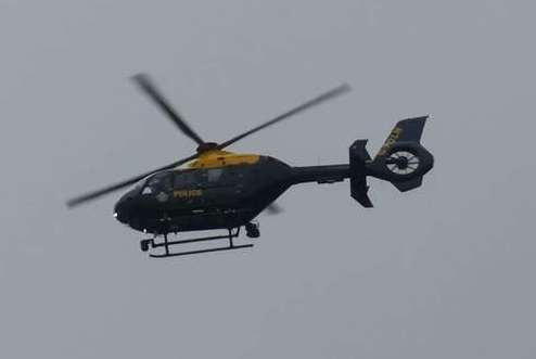 The police helicopter spotted over Ashford town centre today. Picture: Andy Clark