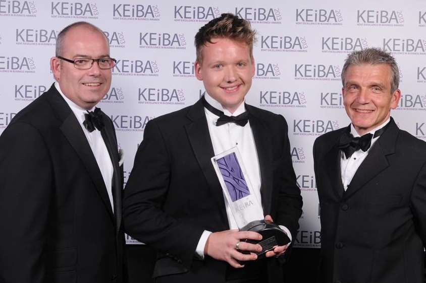 Young Entrepreneur of the Year: Owen Hunnam, centre, from Vine Publishing with Phil Beales, left, and Paul Barron