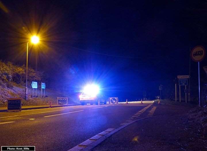 Dover Road near Ringwould, the scene of the incident last night. Photo: @Kent_999s