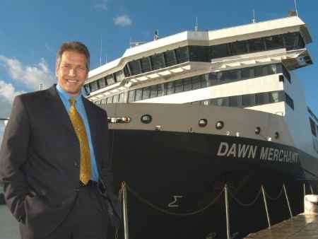 BIGGER MINNOW: Wayne Bullen, Norfolkline general manager, with one of his current ships