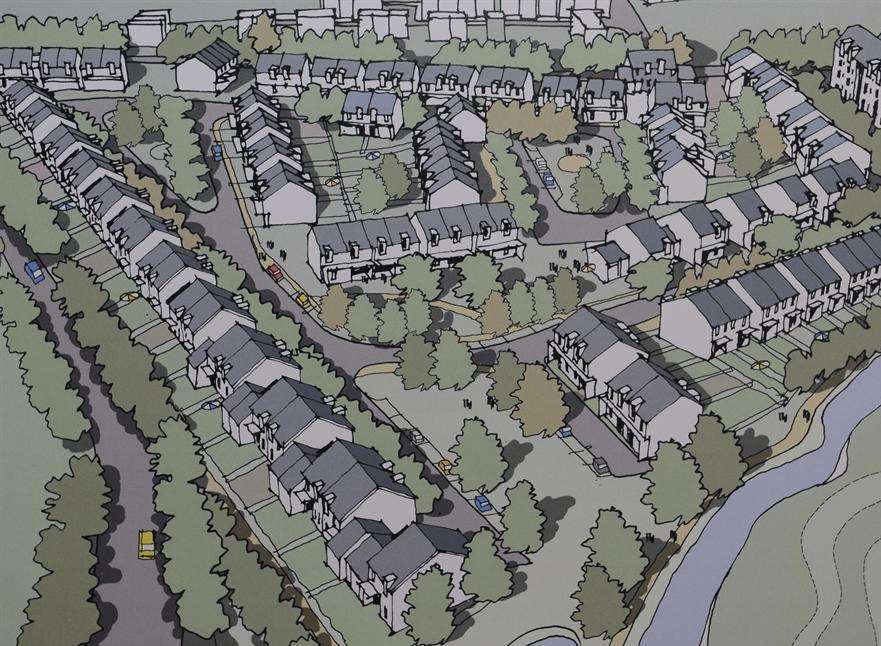 Artist impression of how the proposed new housing development for Power Station Road, Halfway, could look