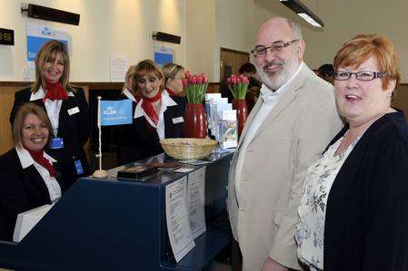Stephen and Elaine Dukes were among the first passengers on the inaugural KLM service from Manston Airport