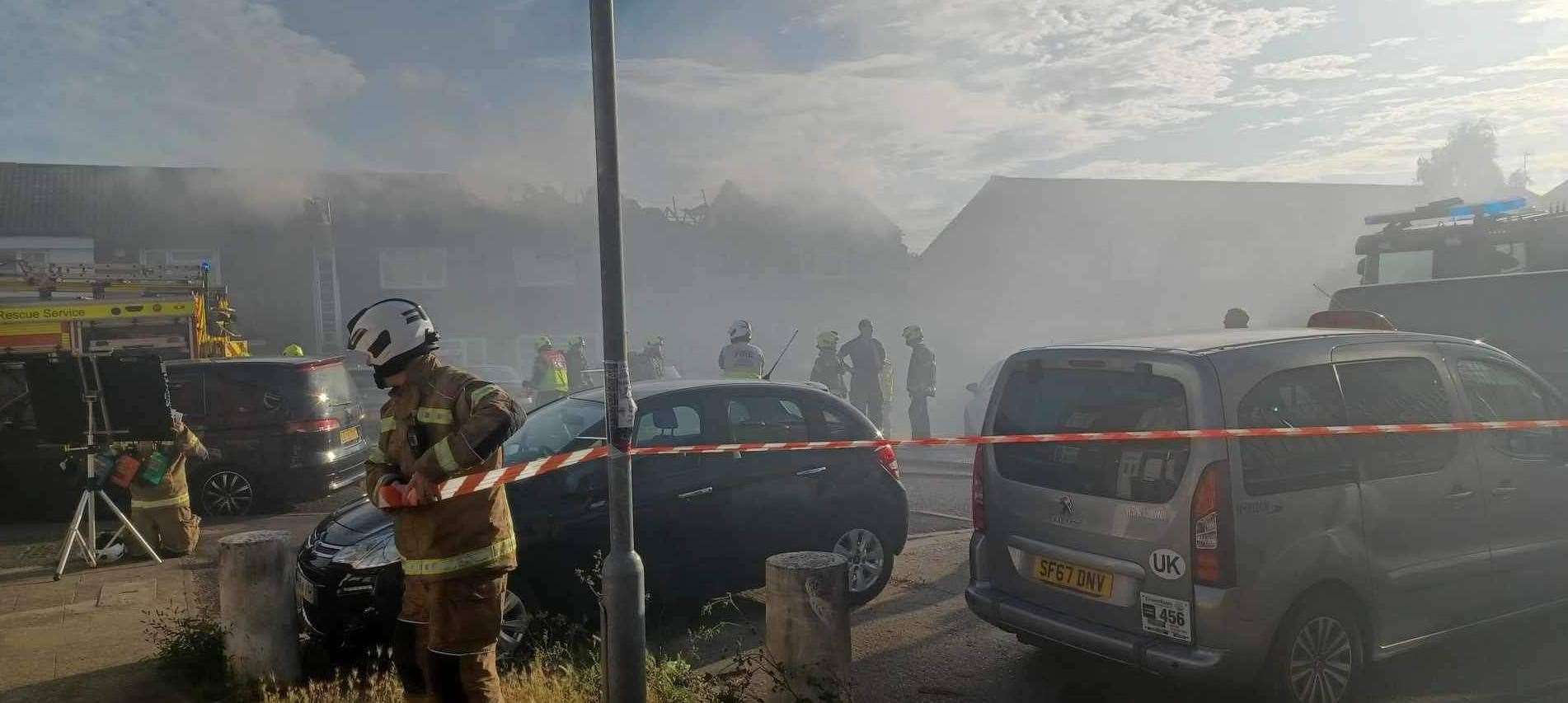 Firefighters at the scene in Northfleet. Picture: Courtney Kedge