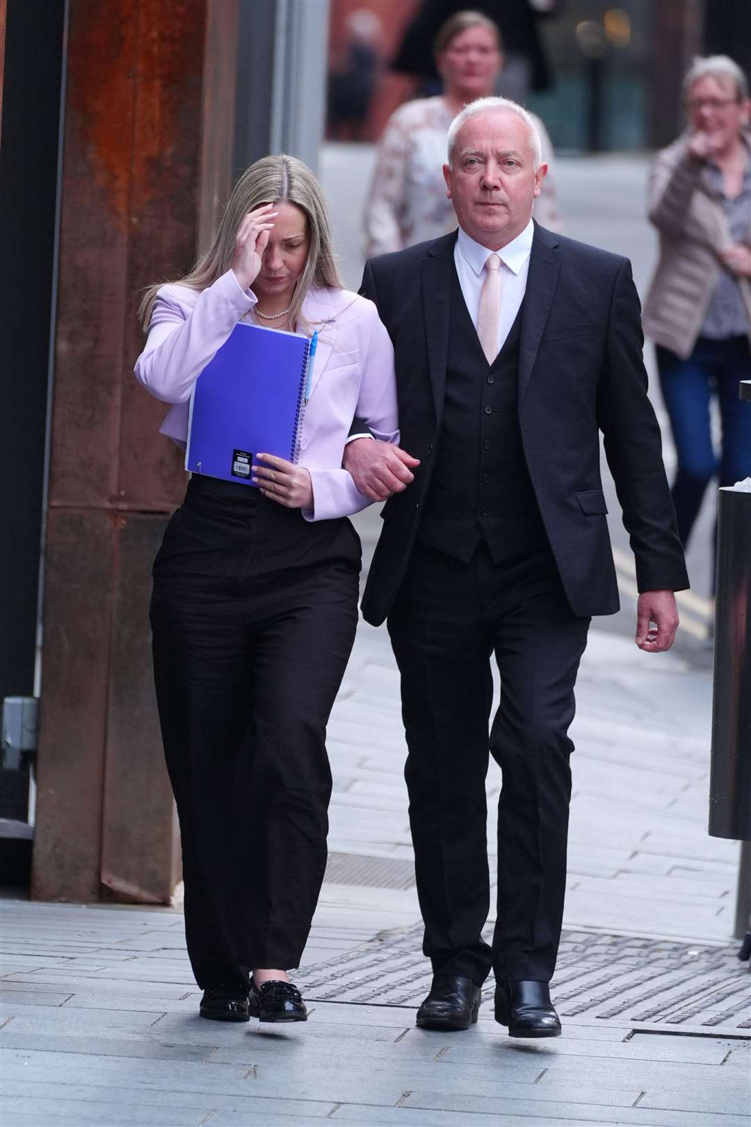 School teacher Rebecca Joynes arrives at Manchester Crown Court, where she is charged with six counts of sexual activity with two teenagers, including two counts of sexual activity while being a teacher in a position of trust (Peter Byrne/PA)