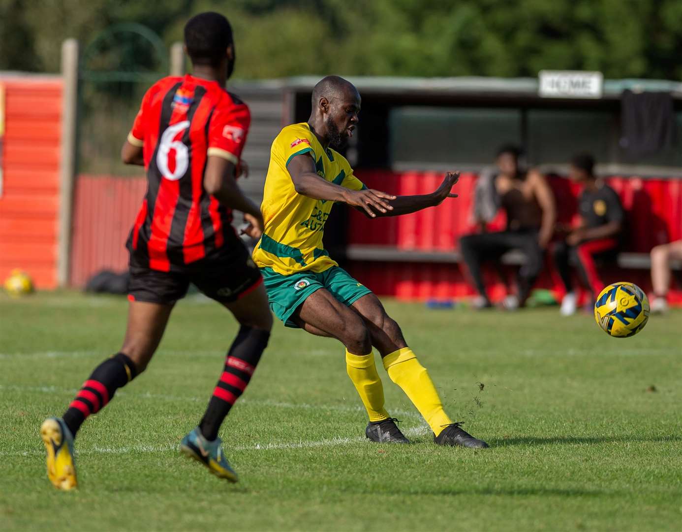 Defender Jonah Tolulope plays the ball forward. Picture: Ian Scammell/Isobel Scammell