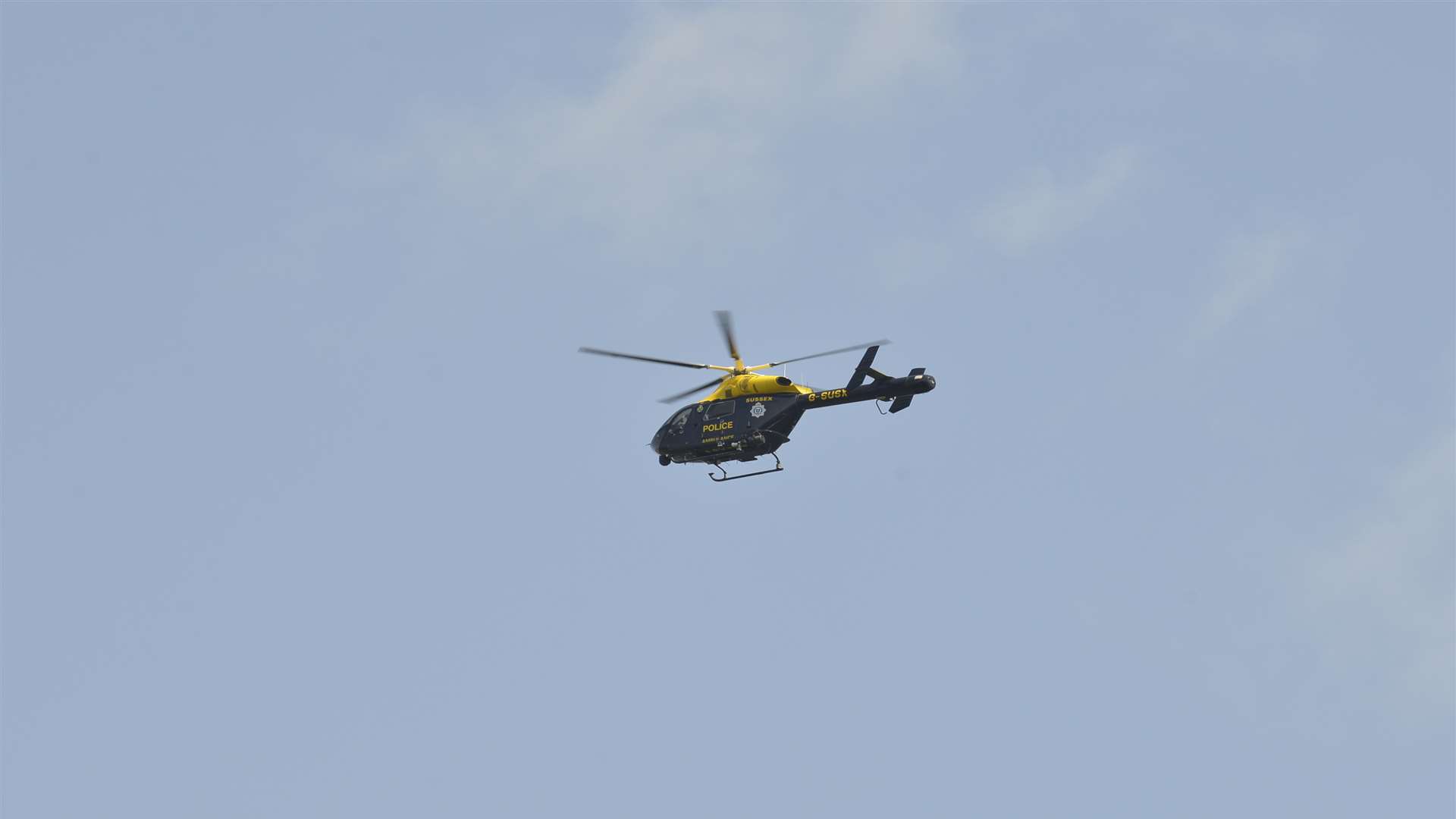 Police helicopter over town