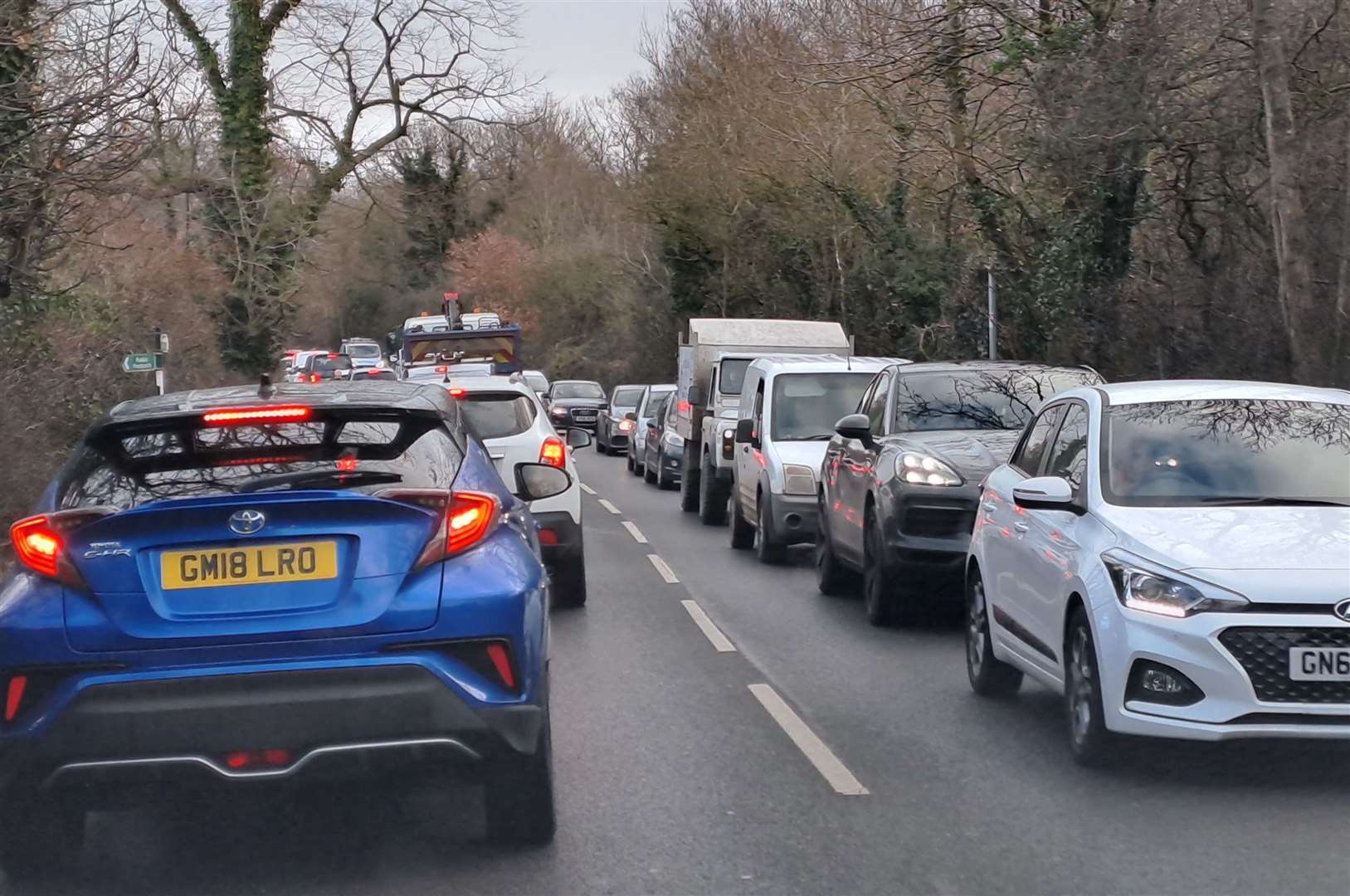 The A291 in Herne Common had heavy queues both ways on Monday
