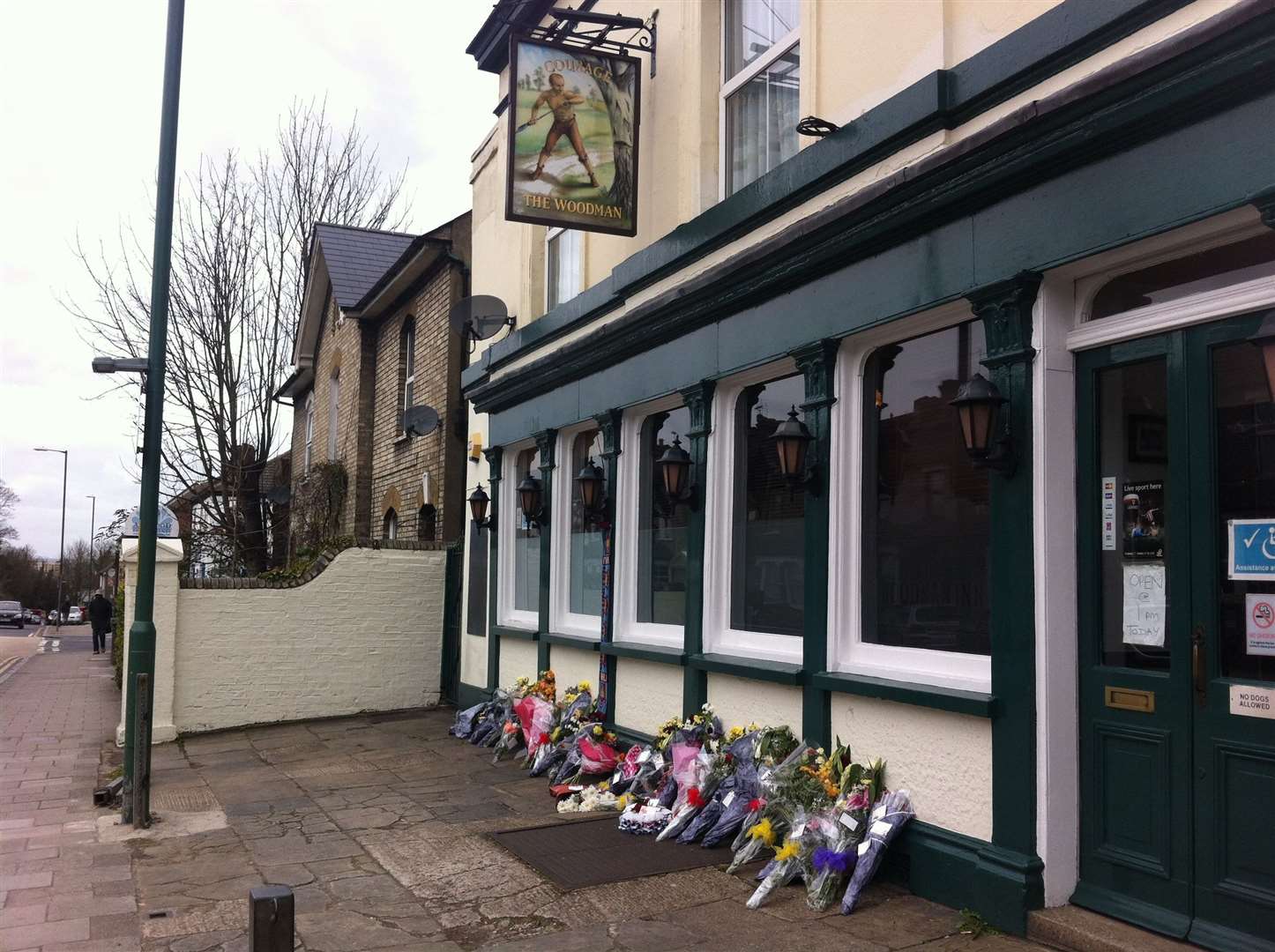 Tributes left outside The Woodman pub in East Hill Dartford, for Ben Mahoney Picture: Elizabeth Massey