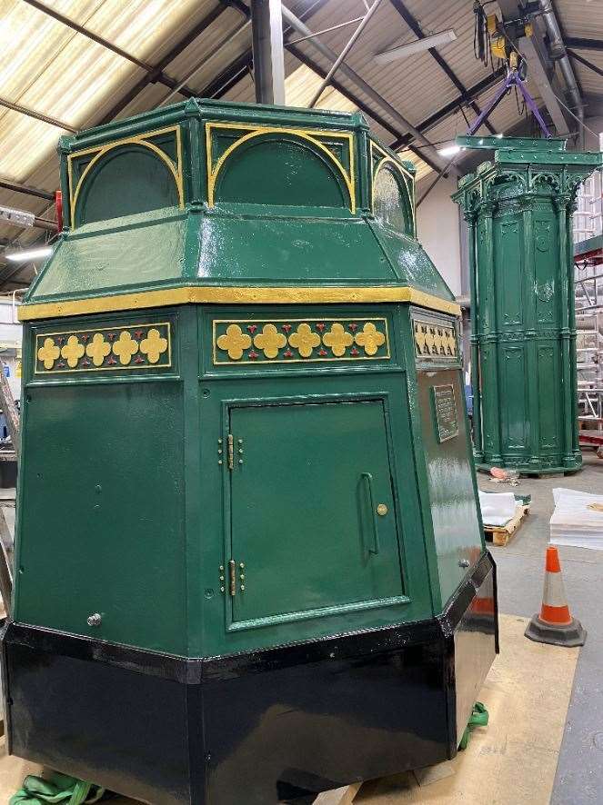 The base of Sheerness clock tower in its original green. Picture: Smith of Derby