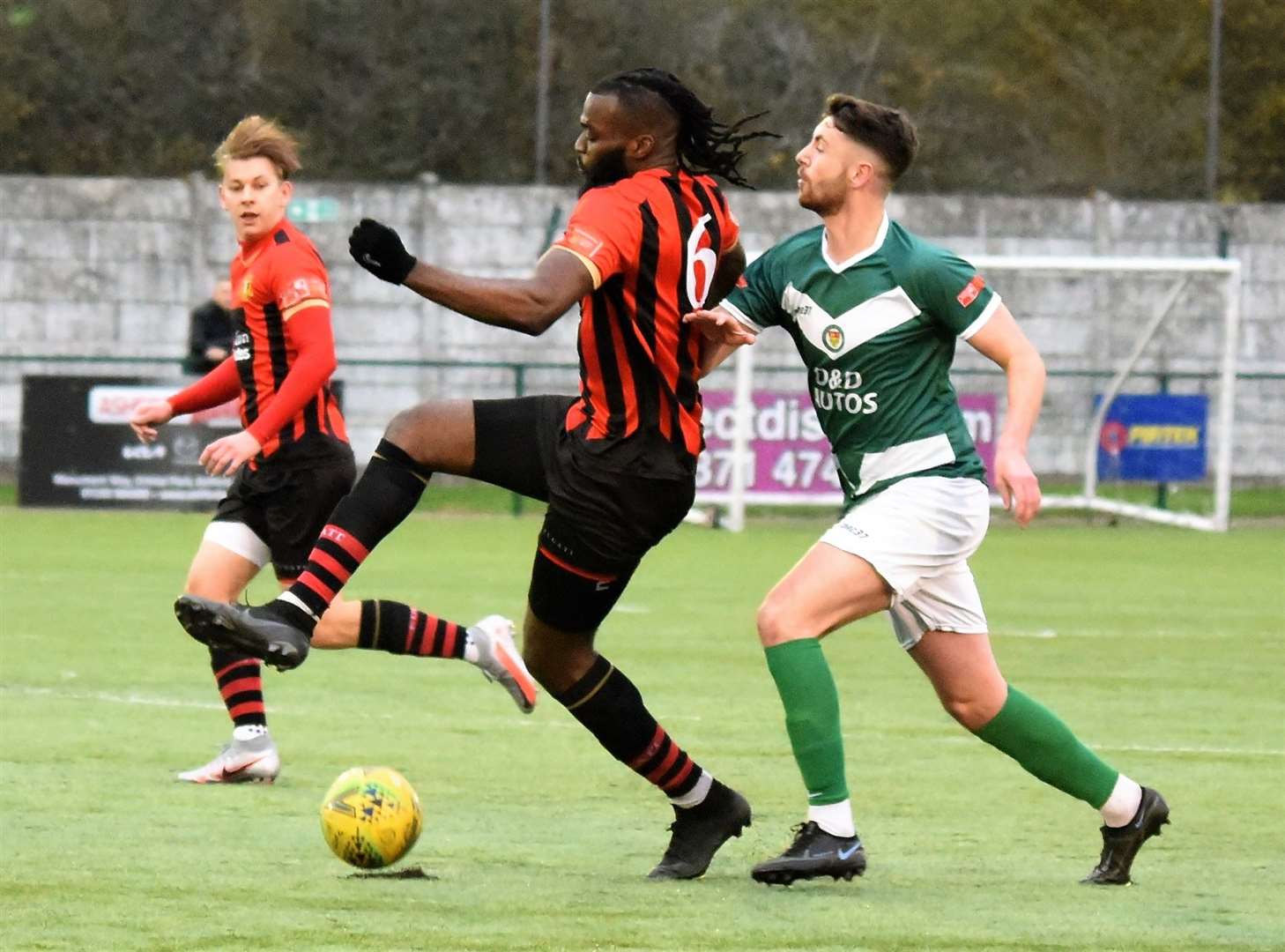 Duane Ofori-Acheampong in action for Sittingbourne at Ashford Picture: Ken Medwyn