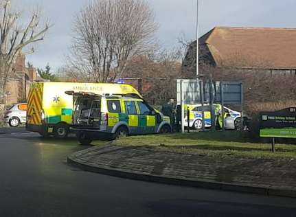 Police and ambulance crews at the scene. Picture: Katie Davis