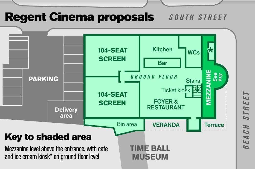 The approved floor plan of The Regent Cinema