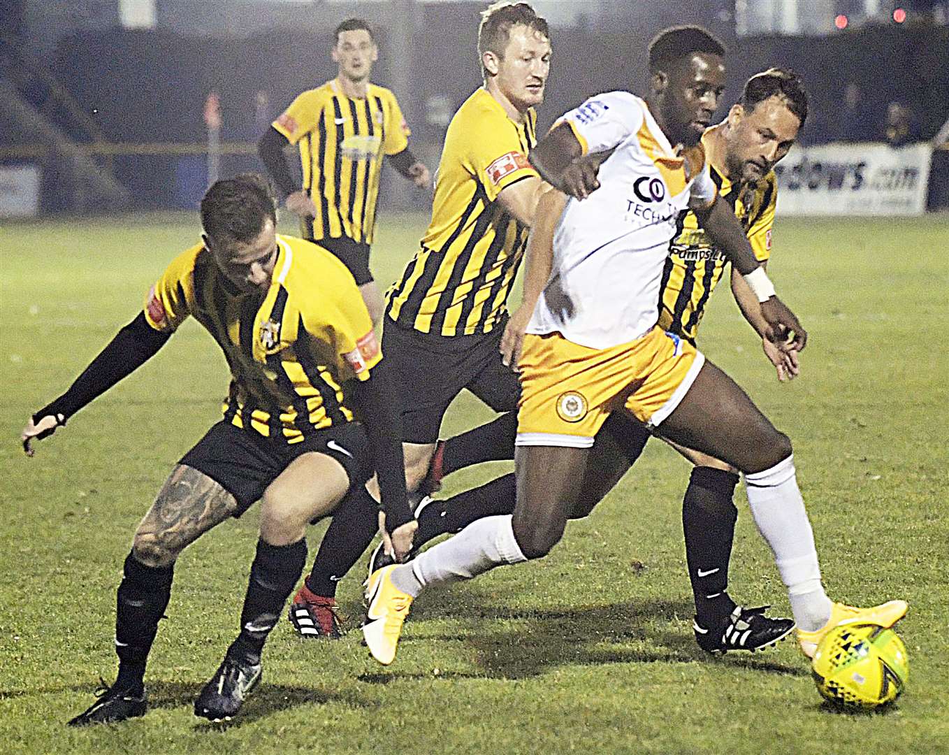Folkestone Invicta and Cray Wanderers in action earlier this season - they should find out when they can return to matches later this week. Picture: Barry Goodwin