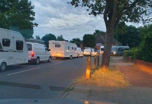A group of caravans were spotted parked up in Bligh Way, Strood, on Monday