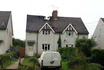 A house in Maidstone Road, Lenham that was struck by lightning during the storm