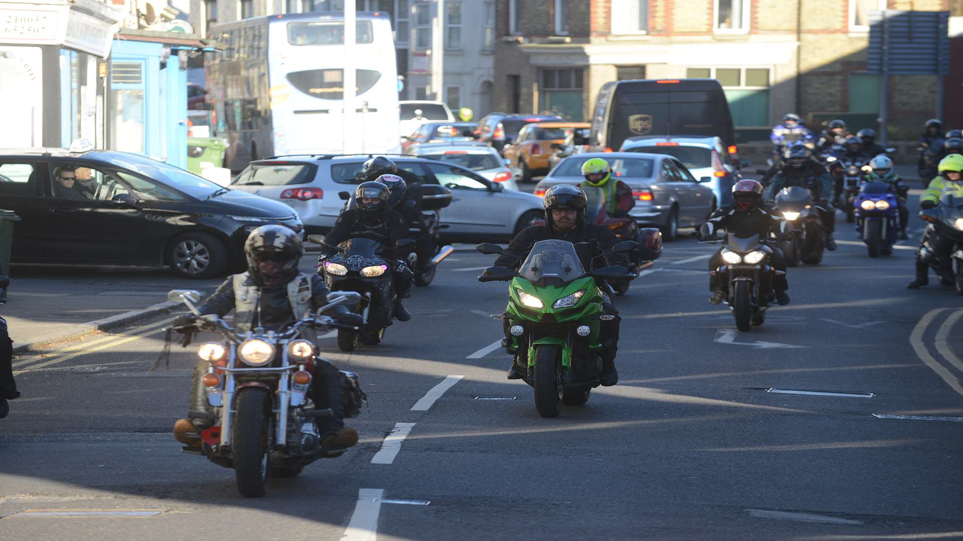 Bikers escort to St John's Church in Folkestone. Picture: Gary Browne