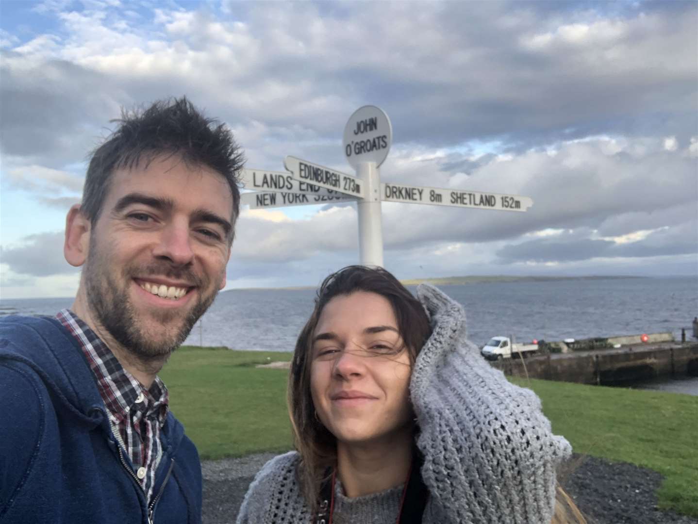 Andrew Till with sister-in-law Ceilia Antonini at John O' Groats