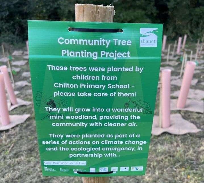 The sign in the park asking visitors to "please take care" of the trees. Picture:Mike Cairns