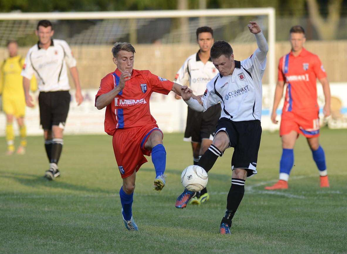 Action from Salters Lane as Gillingham took on Faversham Picture: Chris Davey