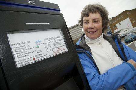 Alison Gray, by a ticket machine in Globe Lane car park, Chatham.