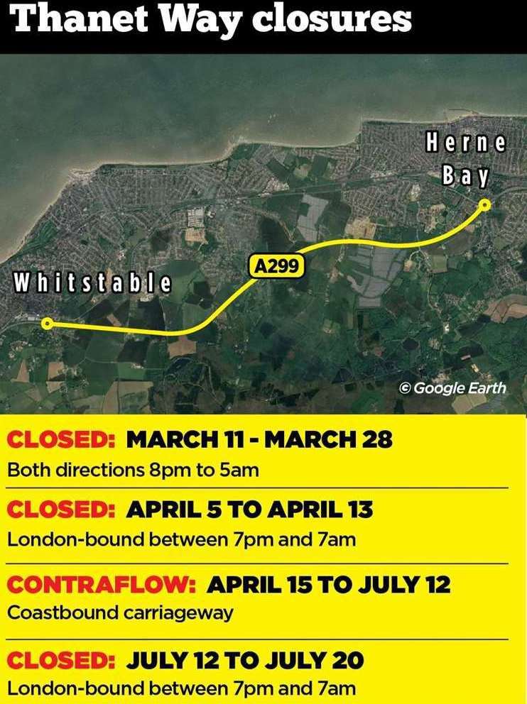 How the works are to progress on the A299 Thanet Way