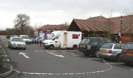 The van pictured at the service station shortly after the drama. Picture: MIKE MAHONEY