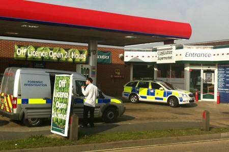 Police cordon off the Murco garage in Ashford after a previous robbery in September 2011