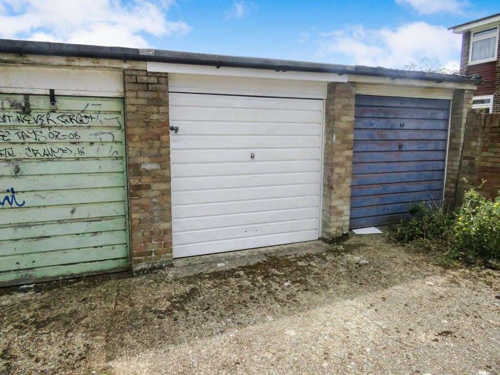 This garage in Kemsing Garden, Canterbury is for sale at £20,000. Picture Connells