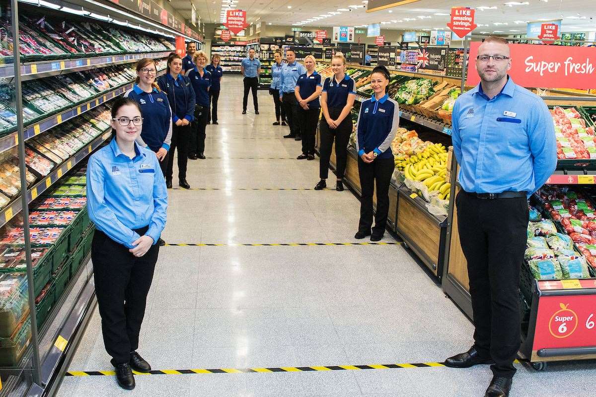 Staff at the new Aldi in Chatham
