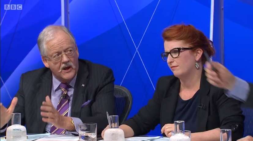 Roger Helmer answering a question on migrants. Picture: BBC