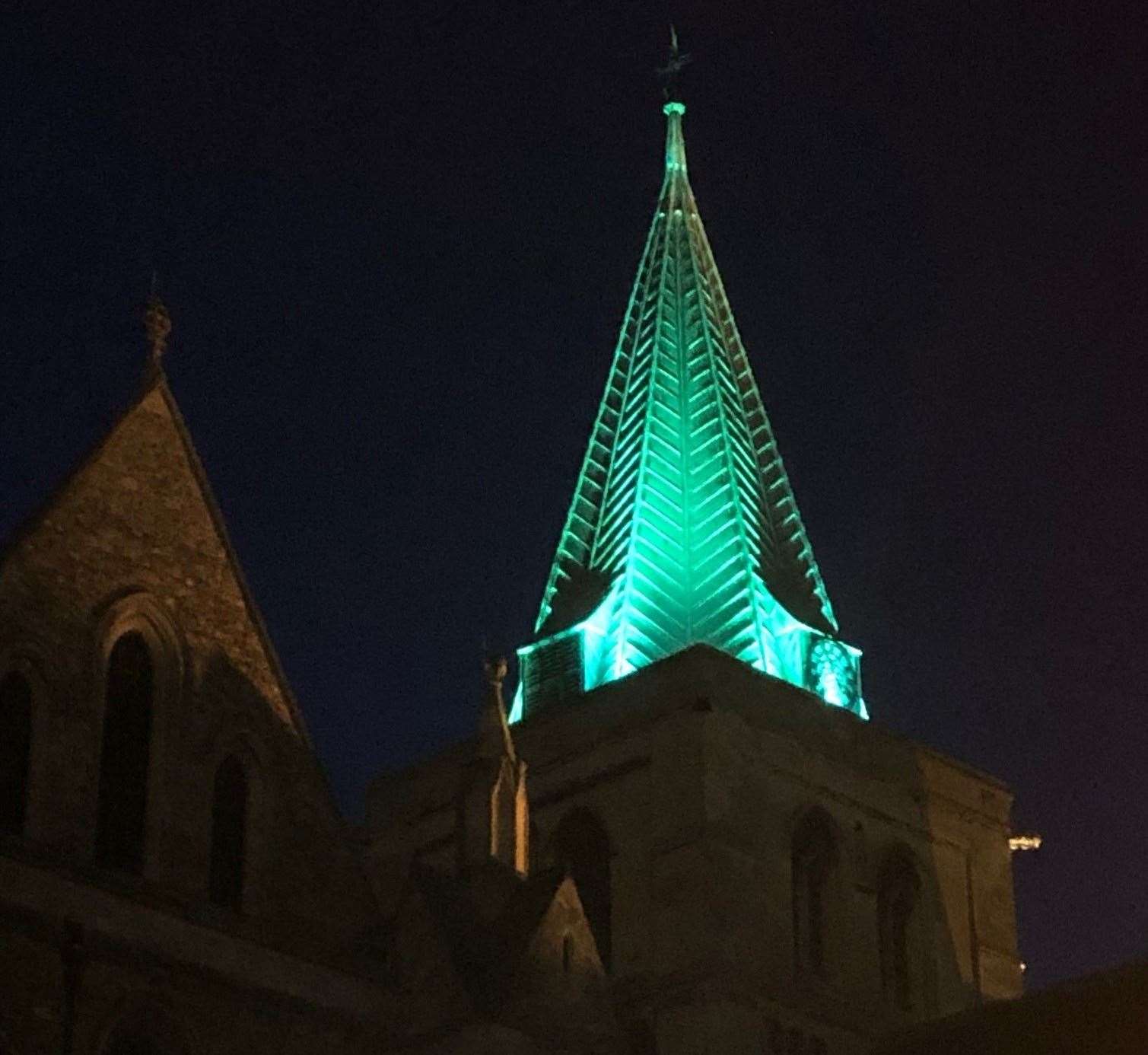 The landmarks, including Rochester Cathedral, were lit up in solidarity. Picture: NSPCC