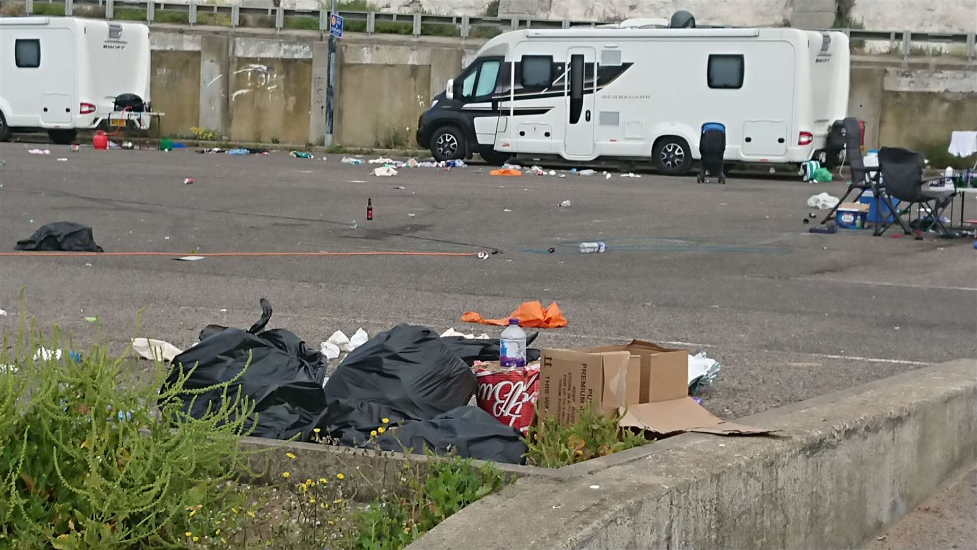 The car park is regularly occupied by travellers. Pic: Andy Smith