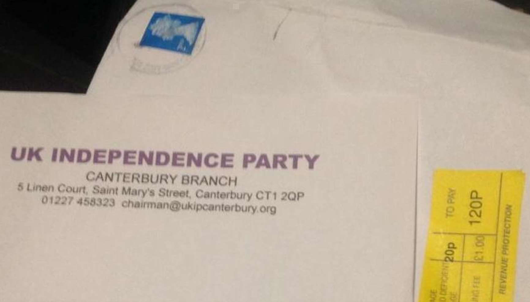 Tories were required to pay £1.20 for a letter from Ukip