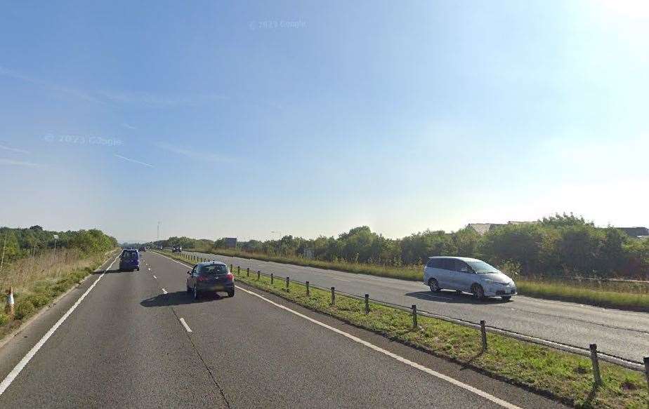 The A249 Sheppey-bound near Bobbing in Sittingbourne. Picture: Google Maps