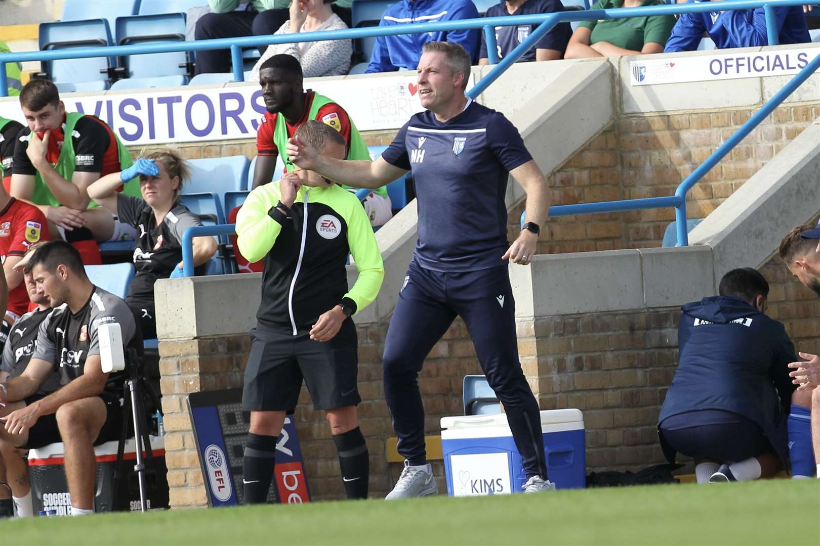 Gillingham manager Neil Harris watching on against Swindon Town Picture: KPI