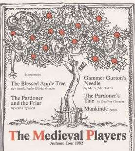 A flyer for the Medieval Players, an early show at the Trinity Theatre