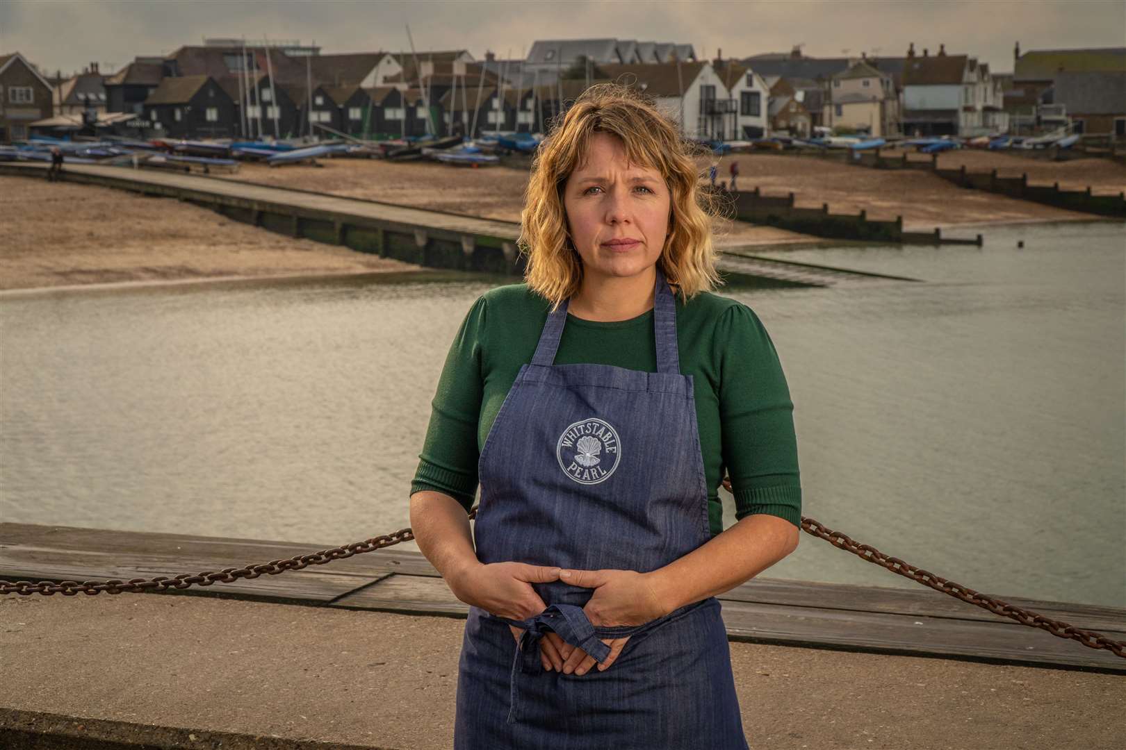 Kerry Godliman as Pearl Nolan, in Whitstable Pearl. Picture: Mark Bourdillon/AcornTV