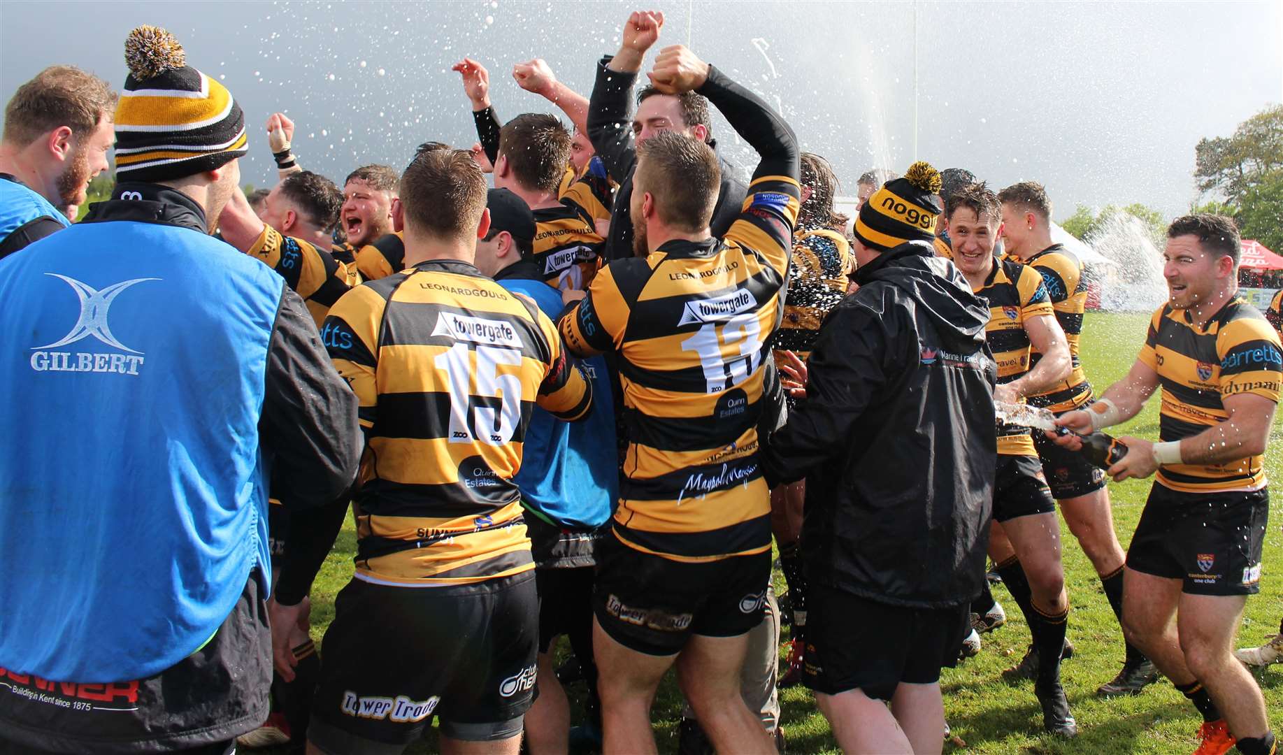 Canterbury celebrate their promotion play-off win over Chester Picture: Phillipa Hilton