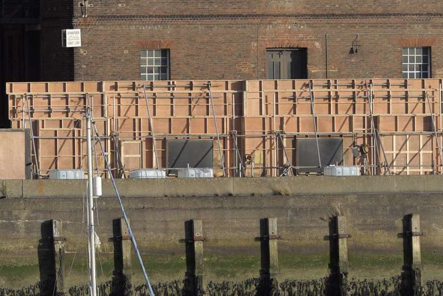 Rear of the set for The Man from U.N.C.L.E along Anchor Wharf. Picture: Andy Payton