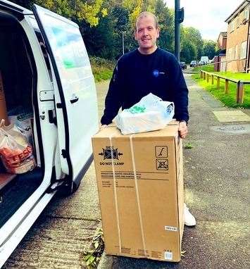 Cllr McDonald delivering fridges and microwaves from CAM'S Emergency Assistance Grant programme in partnership with Medway Council. Picture: Dan McDonald
