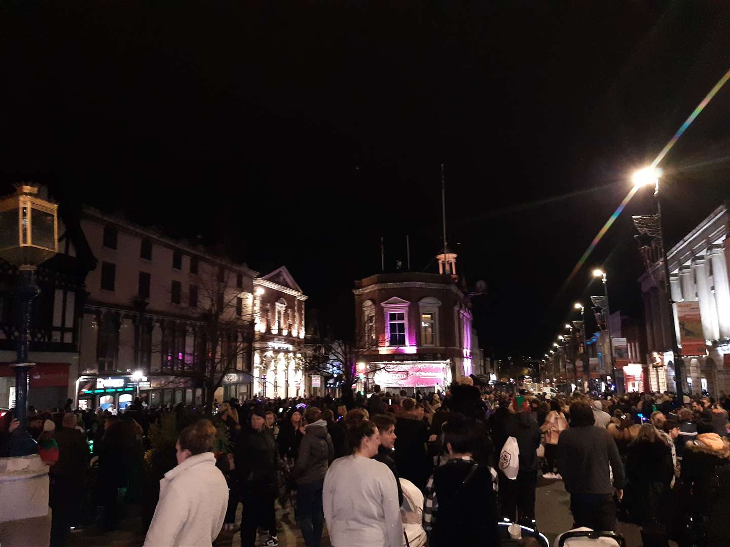 A crowd stretched far back at the Maidstone Christmas lights switch on 2021