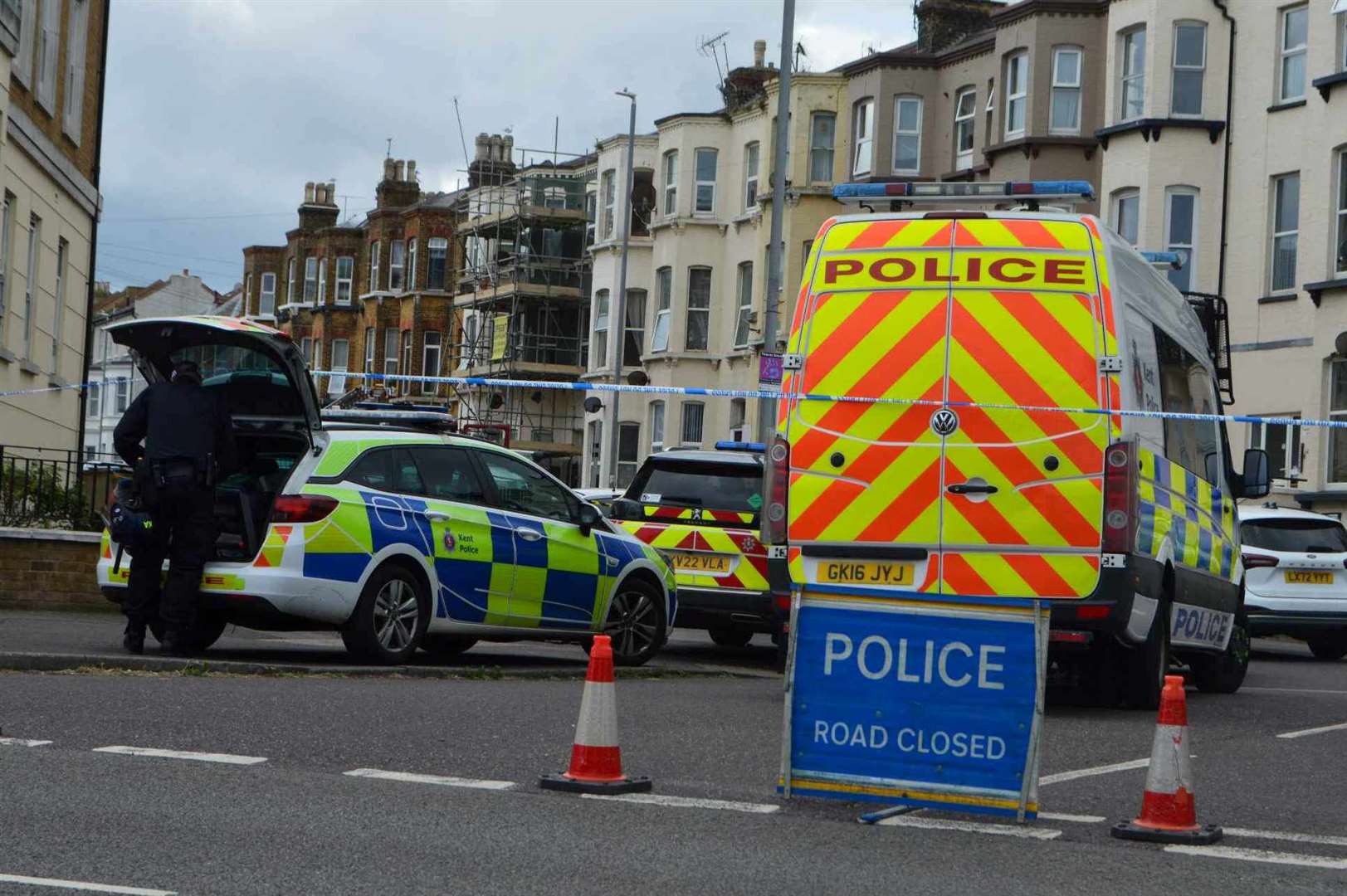 Police and the fire service wre in attendance in Sweyn Road in Cliftonville yesterday. Picture: Jamie Horton