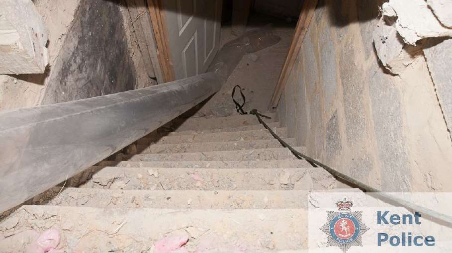 Police found this entrance into an underground bunker containing seven rooms. Copyright Chief Constable of Kent Police
