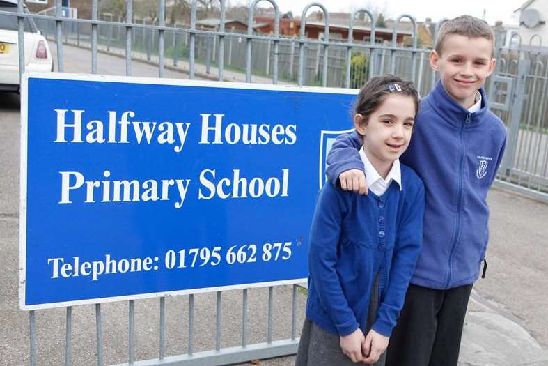 Ella Elderfield and her brother Jack at Halfway Houses Primary School