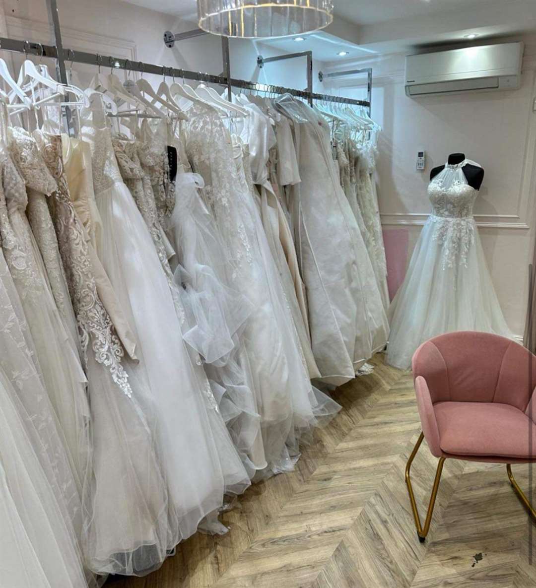 The 56-year-old sells a range of wedding gowns, bridesmaid outfits and prom dresses. Picture: Linda Quayle