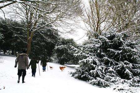 Walkers in Connaught Park in Dover trudge through the snow in this picture taken by Karole Stone