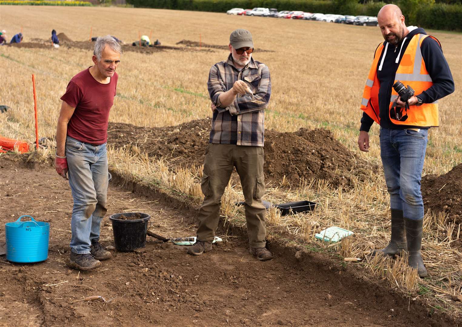 Site director Richard Taylor with volunteers at the Roman Villa near Trottiscliffe. Pictures: Kent Archaeological Society