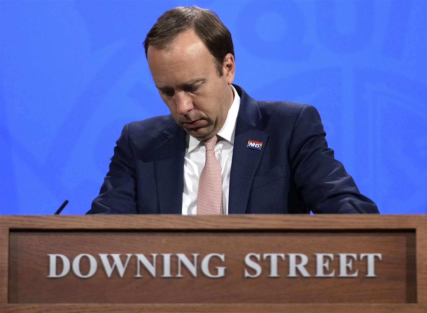 Health Secretary Matt Hancock during a media briefing in Downing Street, London, on coronavirus (Covid-19). Picture date: Thursday May 27, 2021.