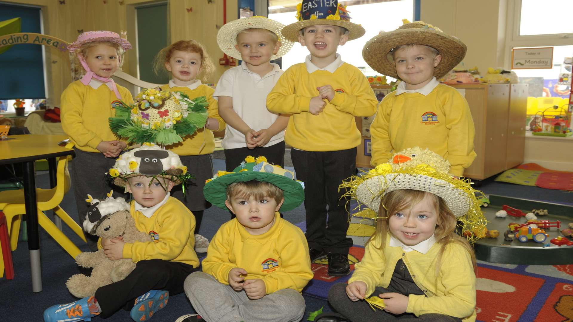 Youngsters at Queenborough primary showing off their Easter bonnets