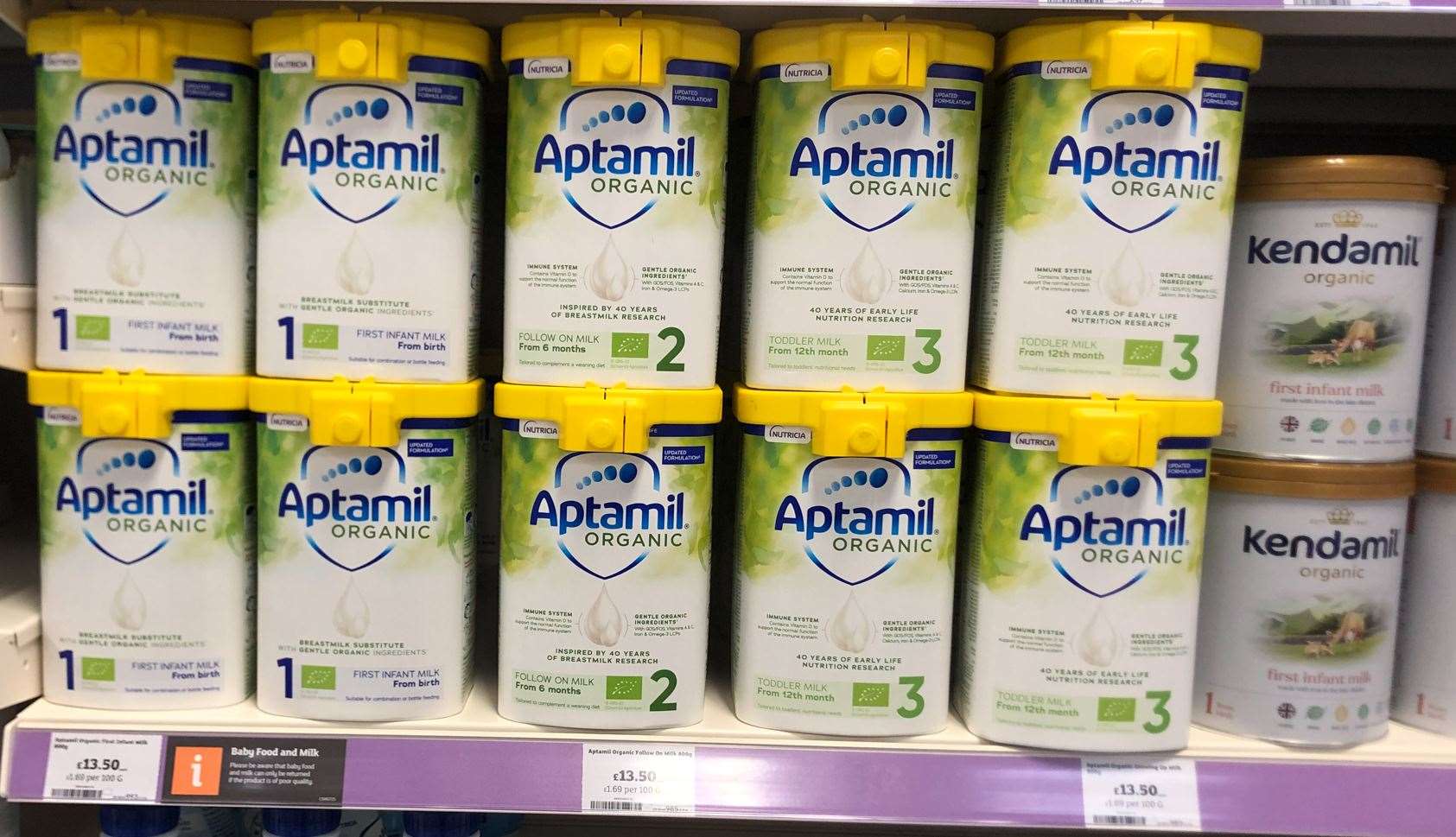 Aptamil baby formula priced at £13.50 in Staplehurst